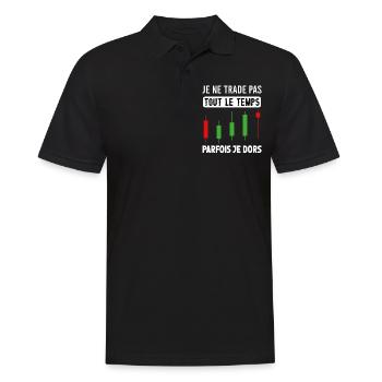 Trading idée cadeau finance crypto monnaie trader - Polo Homme - noir - Devant - Kai (181cm)