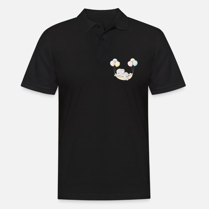 mignon bébé éléphant dans un hamac - Polo Homme - noir