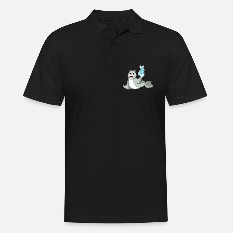 Poisson phoque - Polo Homme - noir