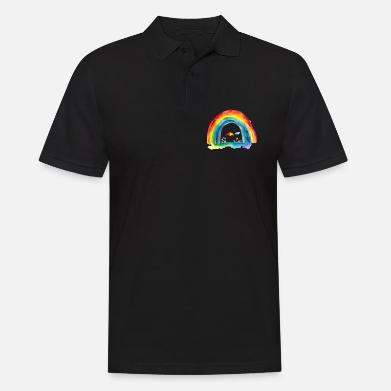 Regenbogen - Männer Poloshirt - Schwarz