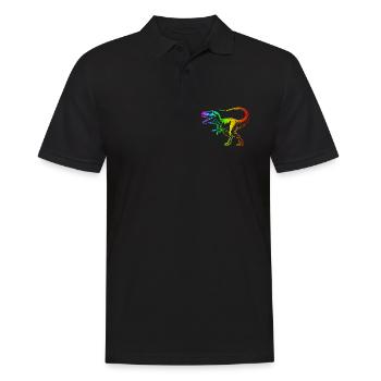 dinosaure tyrannosaure rex, t-rex arc-en-ciel - Polo Homme - noir - Devant - Kai (181cm)