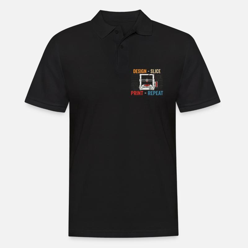 3D-Druck Evolution – Design Slice Print Repeat - Männer Poloshirt - Schwarz