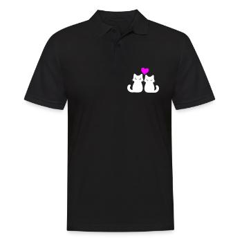 Katzen Verliebt Paar - Männer Poloshirt - Schwarz - Vorne - Kai (181cm)