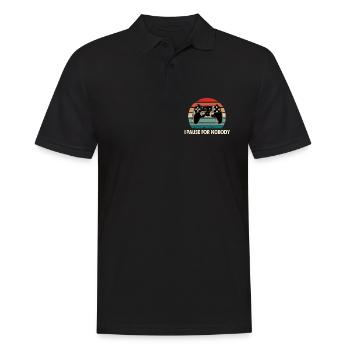 Retro Gaming Spruch I Pause For Nobody - Männer Poloshirt - Schwarz - Vorne - Kai (181cm)