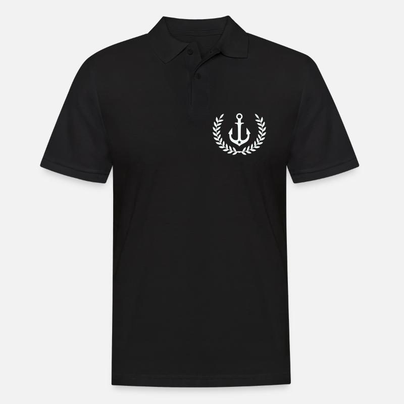 Anker im Lorbeerkranz - Männer Poloshirt - Schwarz