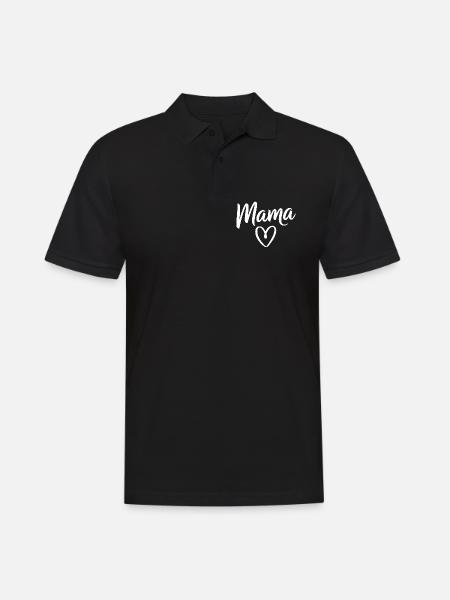 Mama Heart Script Typography - Men's Polo Shirt - black
