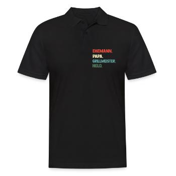 Papa Vater Held Grillmeister BBQ Geschenk - Männer Poloshirt - Schwarz - Vorne - Kai (181cm)