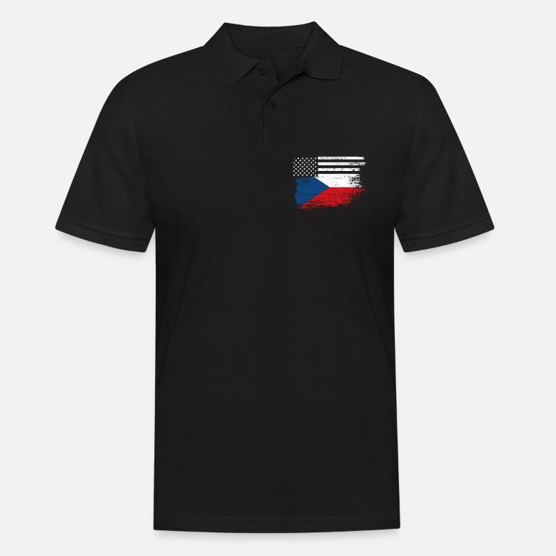 Flagge Fusion US Tschechisch - Männer Poloshirt - Schwarz