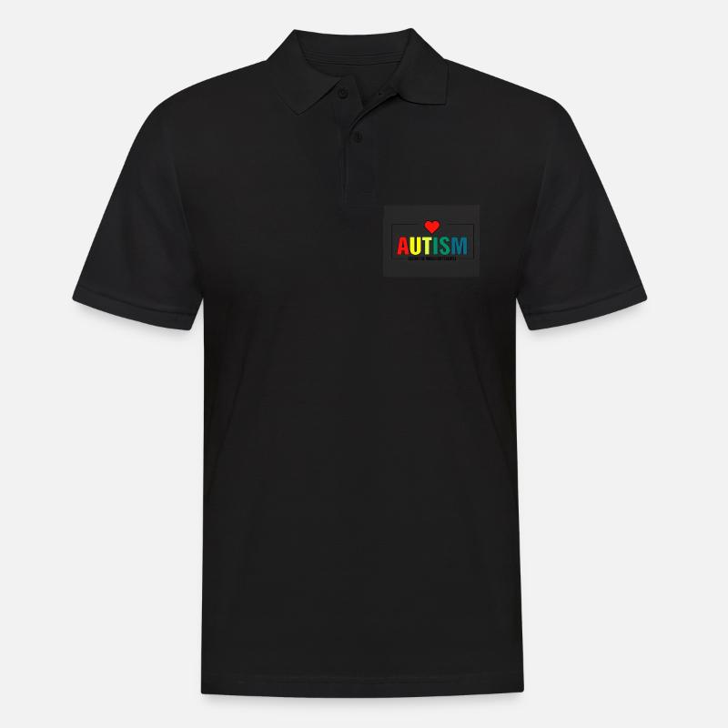Regenbogen-Autismus mit Herz - Männer Poloshirt - Schwarz