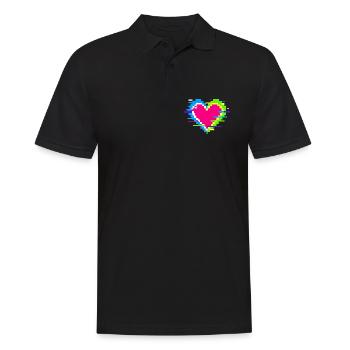Pixel Heart Neon Glitch Rainbow - Men's Polo Shirt - black - Front - Kai (181cm)