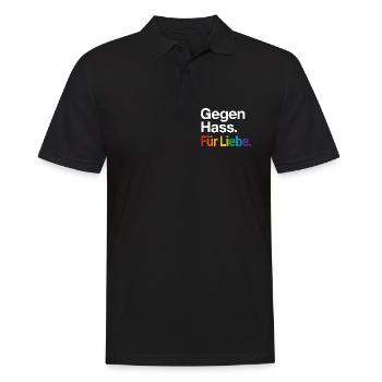 Regenbogen Liebe Statement Spruch Shirt CSD - Männer Poloshirt - Schwarz - Vorne - Kai (181cm)