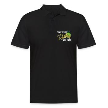 Propulsé par le tricot et la vie humoristique des chats - Polo Homme - noir - Devant - Kai (181cm)