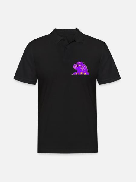 Monster frisst Stadt - Männer Poloshirt - Schwarz