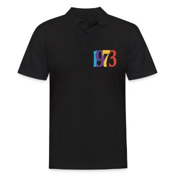 Geboren 1973 Geburtstagsgeschenk Geburtstag 73 - Männer Poloshirt - Schwarz - Vorne - Kai (181cm)