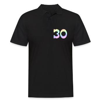 feiern, 30 pastell Verlauf - Männer Poloshirt - Schwarz - Vorne - Kai (181cm)