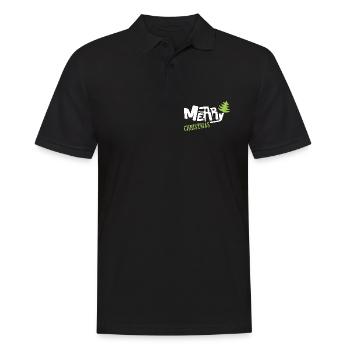 merry christmas font comic Tannenbaum Schrift - Männer Poloshirt - Schwarz - Vorne - Kai (181cm)