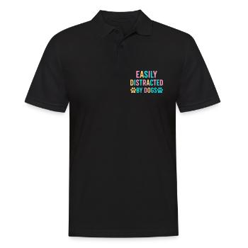 Leicht ablenkbar durch Hunde - Männer Poloshirt - Schwarz - Vorne - Kai (181cm)
