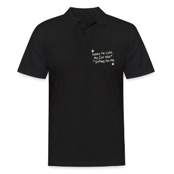 Sorry Im Late My Cat Was Sitting On Me Funny Pet - Men's Polo Shirt - black - Front - Kai (181cm)