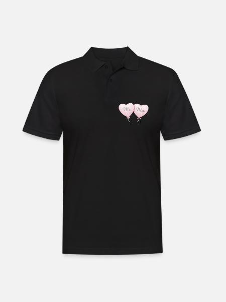 Herr og fru hjerteballongparmotiv - Poloskjorte for menn - svart