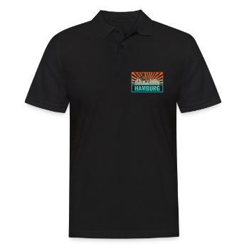 Hamburg Skyline Gradient - Männer Poloshirt - Schwarz - Vorne - Kai (181cm)