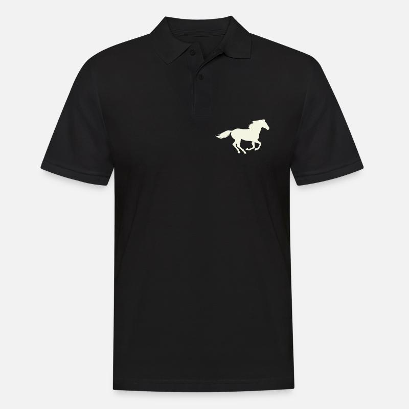 Springender Hengst Silhouette - Männer Poloshirt - Schwarz
