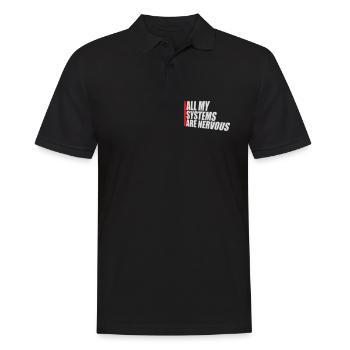 Tous mes systèmes sont nerveux, peur drôle, logo de nerd - Polo Homme - noir - Devant - Kai (181cm)