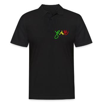 Jah in Trio-Farben Red Gold Green - Männer Poloshirt - Schwarz - Vorne - Kai (181cm)