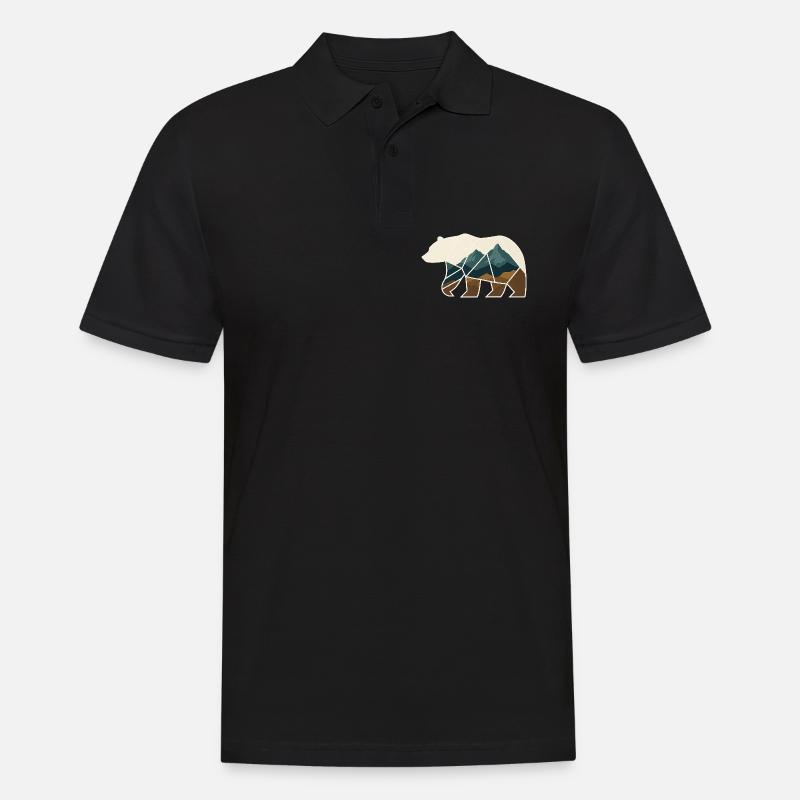 Bär Design geometrisch - Männer Poloshirt - Schwarz