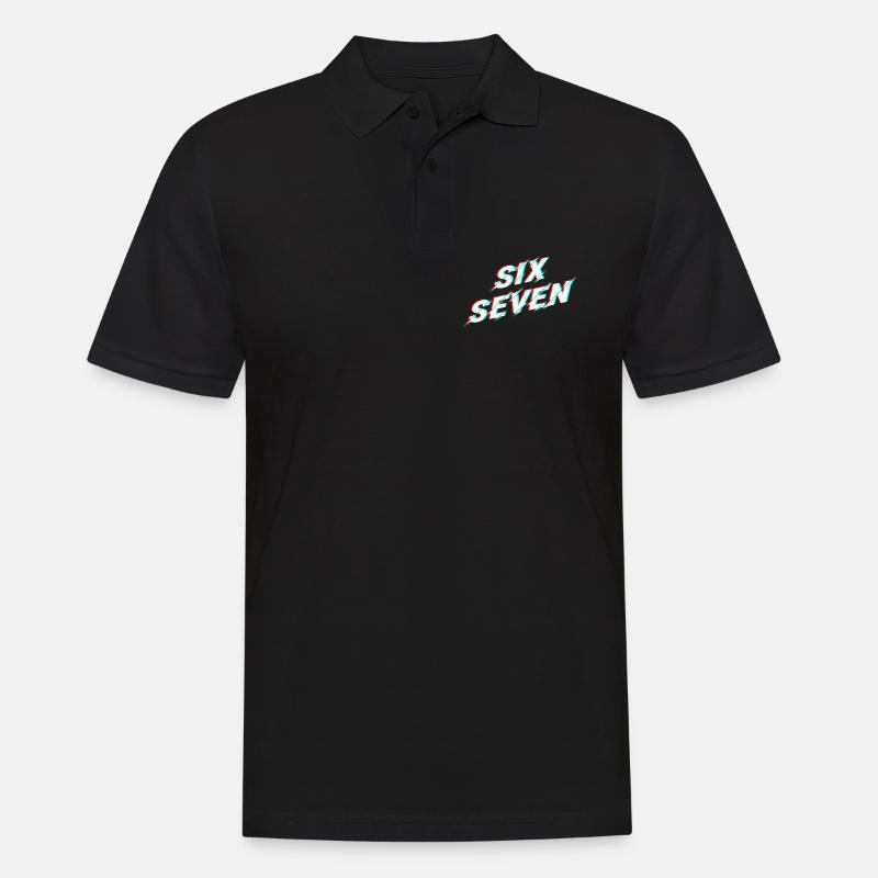 Six Seven 67 Meme Glitch Typografi - Poloskjorte for menn - svart