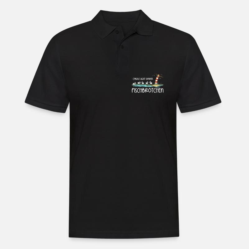 Candle Light Dinner Fischbrötchen Meer Spruch - Männer Poloshirt - Schwarz