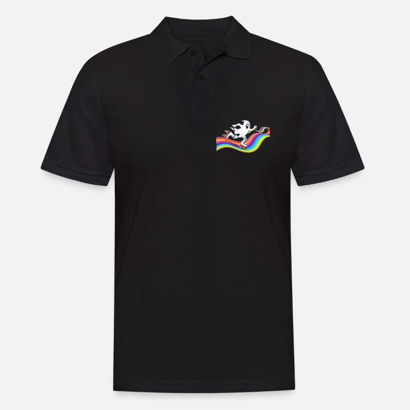 Geist beim Rollschuhlaufen auf Regenbogenbahn - Männer Poloshirt - Schwarz