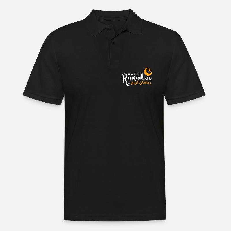 Ramadan-Nacht-Halbmond-Skript - Männer Poloshirt - Schwarz