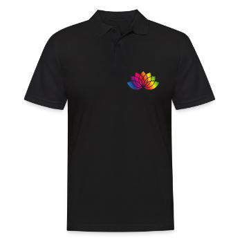 buntes stilisiertes Blüten Symbol - Männer Poloshirt - Schwarz - Vorne - Kai (181cm)
