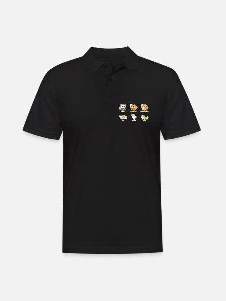 Kuscheltier-Tierfreunde Stickerset - Männer Poloshirt - Schwarz