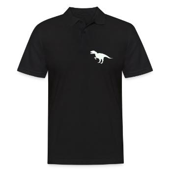 T-Rex Silhouette im Retro-Look - Männer Poloshirt - Schwarz - Vorne - Kai (181cm)