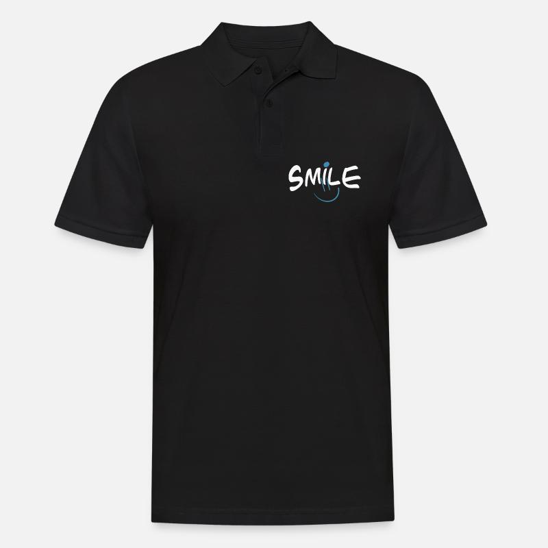 Fröhliches Smile mit Farbklecks - Männer Poloshirt - Schwarz