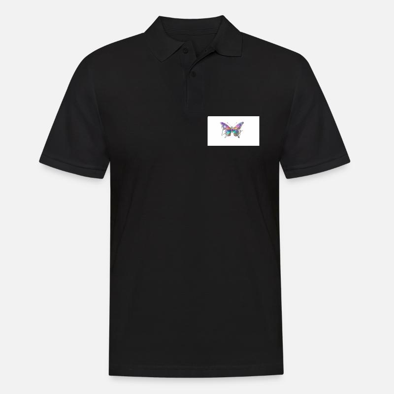 Bunter Schmetterling mit Wasserfarben-Effekt - Männer Poloshirt - Schwarz