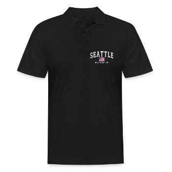 Seattle Flag & Skyline Vintage - Männer Poloshirt - Schwarz - Vorne - Kai (181cm)