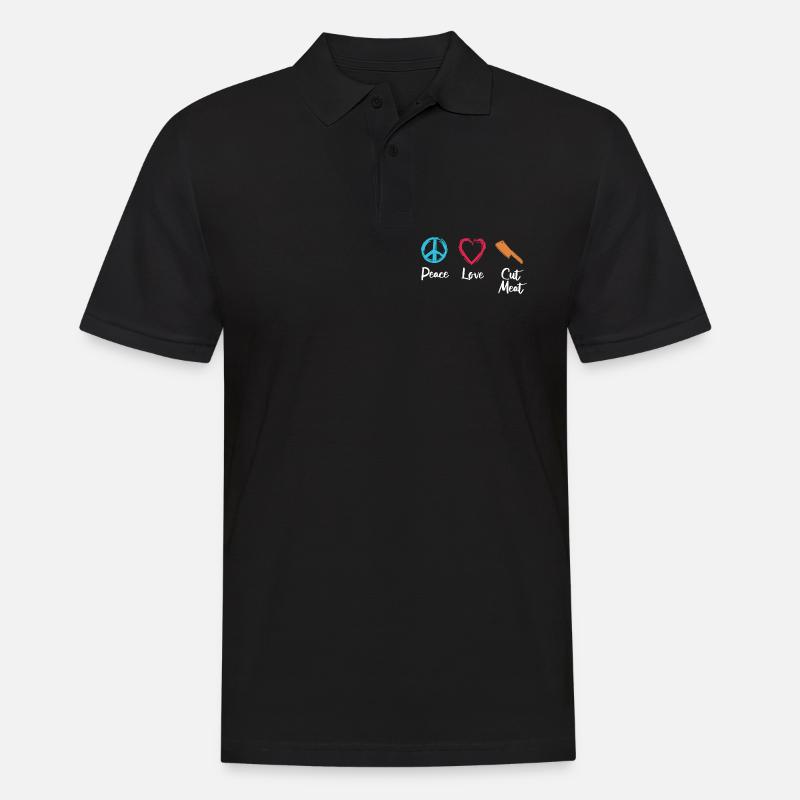Frieden Liebe Fleisch schneiden - Männer Poloshirt - Schwarz