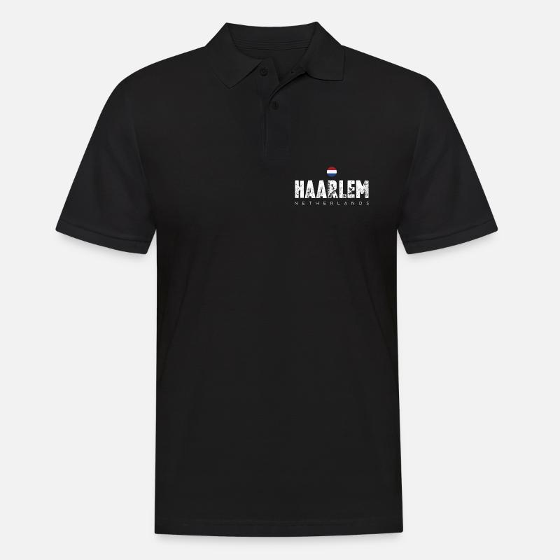Haarlem Distressed Logo - Männer Poloshirt - Schwarz