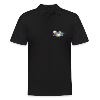 Colourful mandarin duck on the water – colourful elegance - Men's Polo Shirt - black - Front - Kai (181cm)