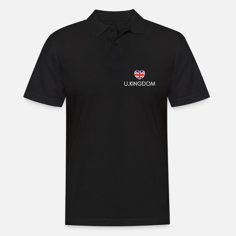 Herz mit britischer Flagge - Männer Poloshirt - Schwarz