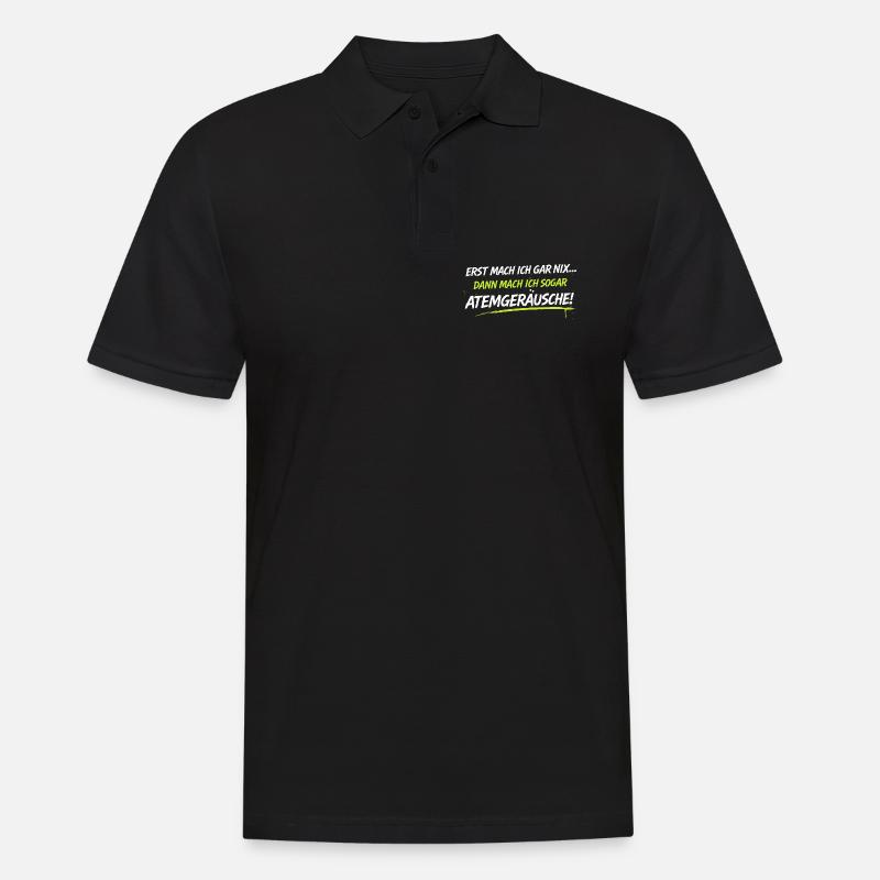 Atemgeräusche Neon-Spruch - Männer Poloshirt - Schwarz