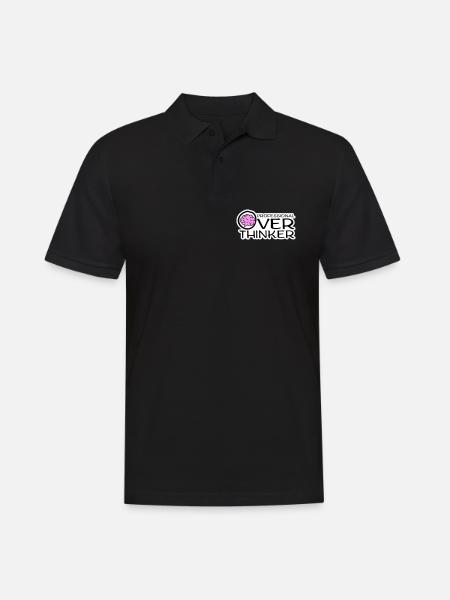 Professional Overthinker Funny Brooding Anxiety Logo - Men's Polo Shirt - black