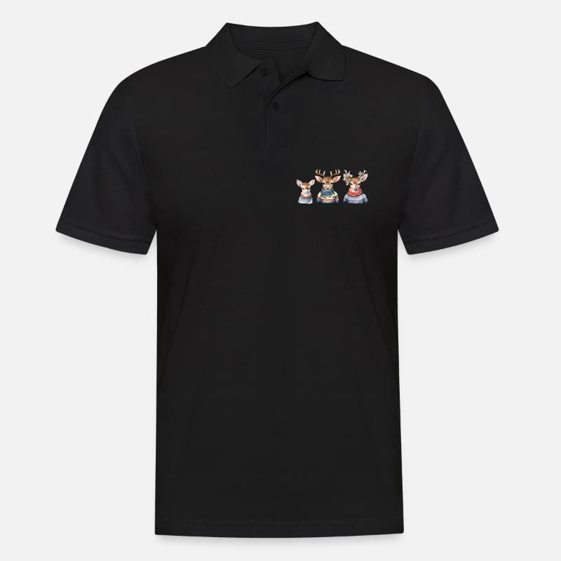 Winterhirsche Pullover-Trio - Männer Poloshirt - Schwarz