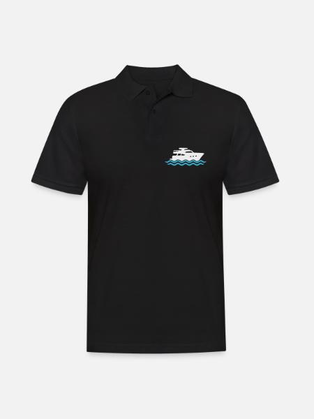 Yacht Silhouette Motorboot - Männer Poloshirt - Schwarz