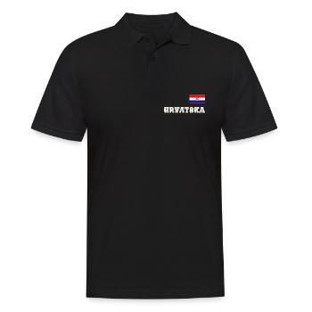 Kroatien Trikot Look – HRVATSKA mit Fahne Flagge - Männer Poloshirt - Schwarz - Vorne - Kai (181cm)