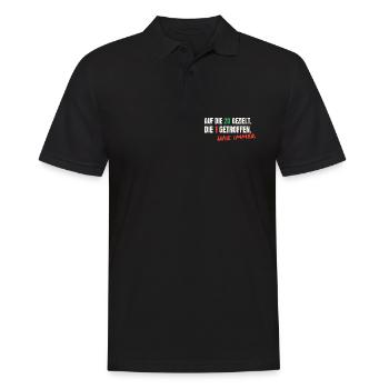 Dart Spruch: Auf die 20 gezielt, 1 getroffen - Männer Poloshirt - Schwarz - Vorne - Kai (181cm)