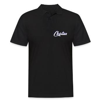 Personalisierter Christian Namensschriftzug - Männer Poloshirt - Schwarz - Vorne - Kai (181cm)