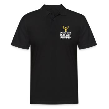 fitness training gym workout hantel geschenk - Männer Poloshirt - Schwarz - Vorne - Kai (181cm)